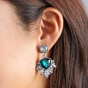 3x Vintage Boho Green Drop Geo Earrings